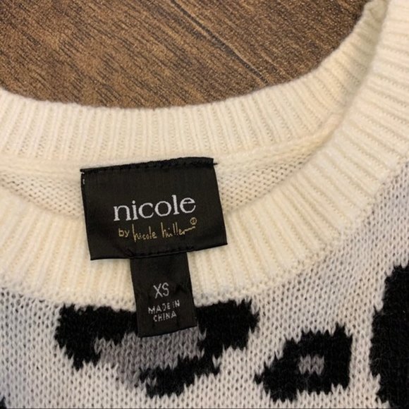 Nicole Miller XS Ivory Leopard Print Sweater 1408 - Picture 3 of 6